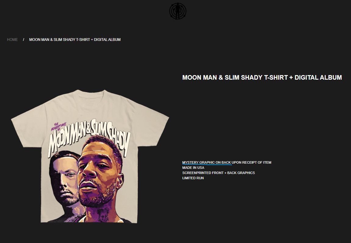 Eminem S Kid Cudi Eminem T-Shirt of Moonman and Slim Shady Tee Size US S / EU 44-46 / 1 - 2 Thumbnail