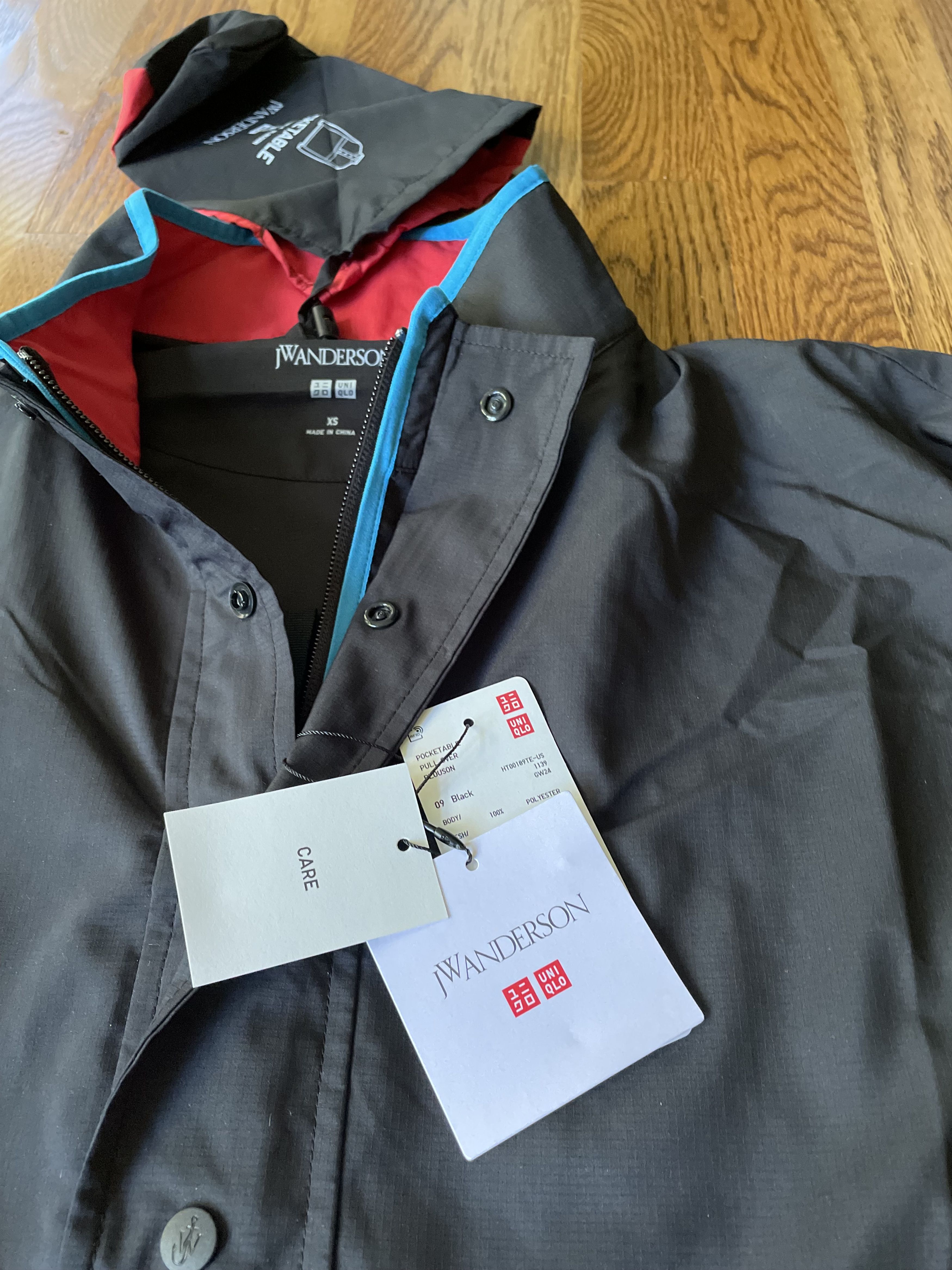 JW Anderson × Uniqlo Extra Small Black Red Men Pocketable Pullover Blouson Rain Size US XS / EU 42 / 0 - 4 Thumbnail