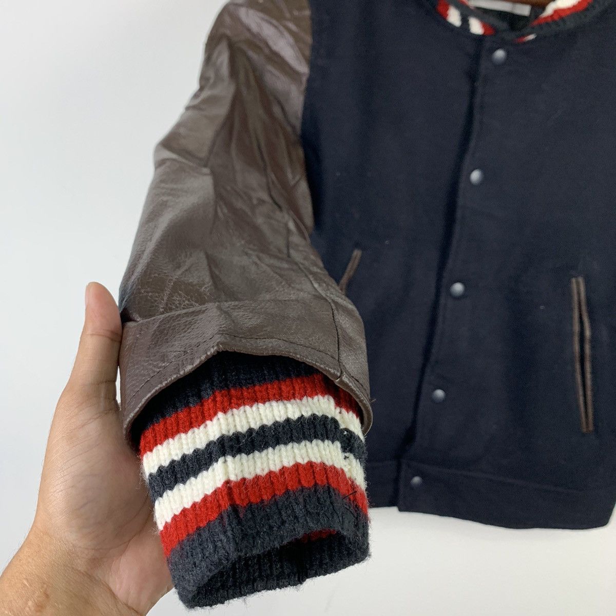 Japanese Brand × Vintage 🔥NS251🔥Japanesebrand art Leather varsity jacket Size US S / EU 44-46 / 1 - 5 Thumbnail