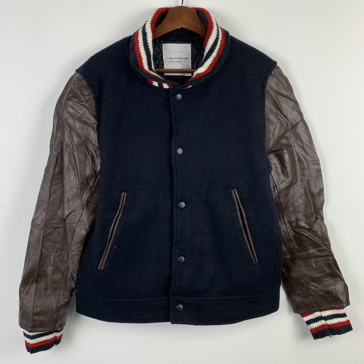 Japanese Brand × Vintage 🔥NS251🔥Japanesebrand art Leather varsity jacket Size US S / EU 44-46 / 1 - 1 Thumbnail