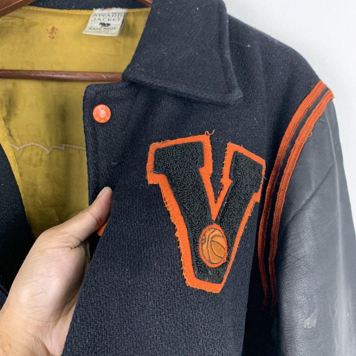 Vintage 🔥NS253🔥CUSTOM Made Kaye BRos art Leather Varsity jacket Size US S / EU 44-46 / 1 - 8 Thumbnail