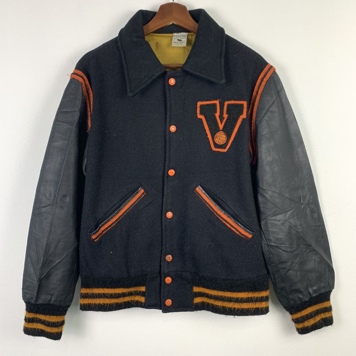 Vintage 🔥NS253🔥CUSTOM Made Kaye BRos art Leather Varsity jacket Size US S / EU 44-46 / 1 - 2 Thumbnail