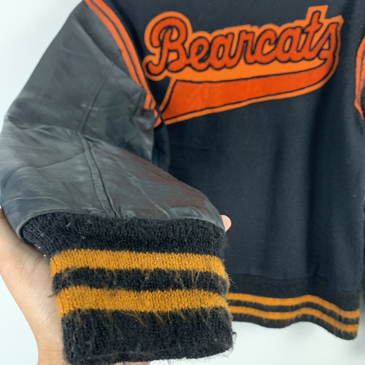 Vintage 🔥NS253🔥CUSTOM Made Kaye BRos art Leather Varsity jacket Size US S / EU 44-46 / 1 - 5 Thumbnail
