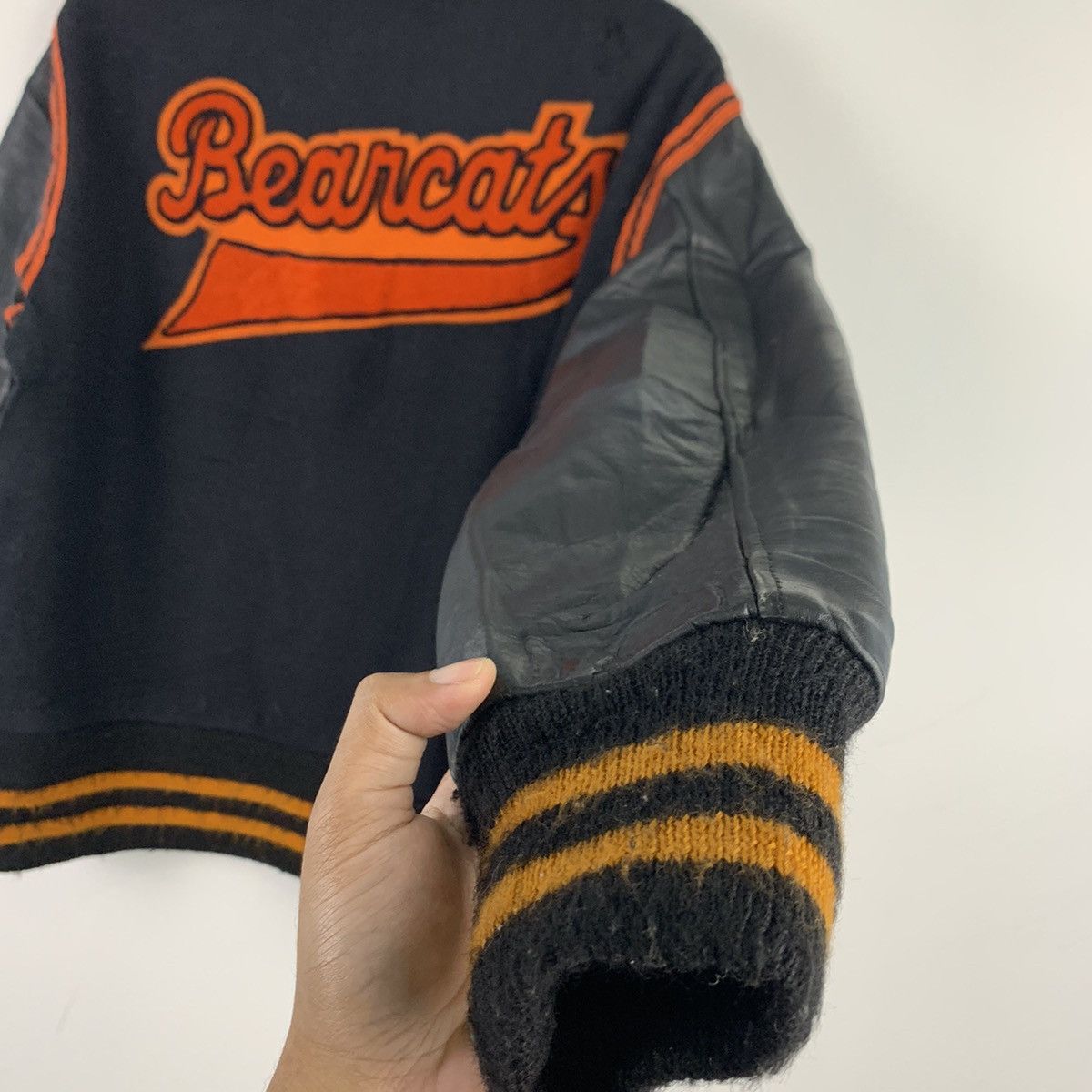 Vintage 🔥NS253🔥CUSTOM Made Kaye BRos art Leather Varsity jacket Size US S / EU 44-46 / 1 - 4 Thumbnail