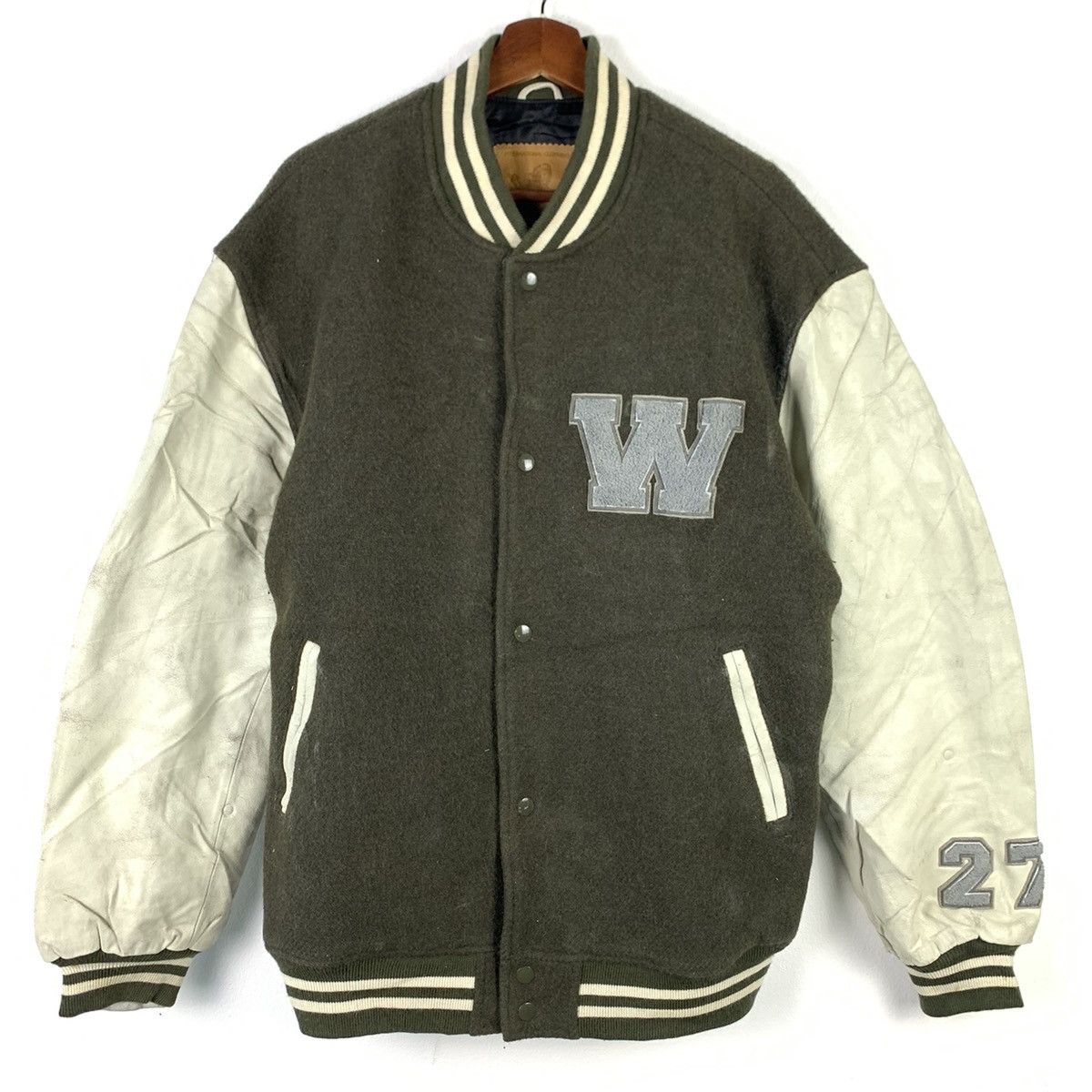 OLD   LEATHER VARSITY JKT  M  日本製 Japanese Brand × Vintage 🔥NS247🔥Vintage Westside Leather