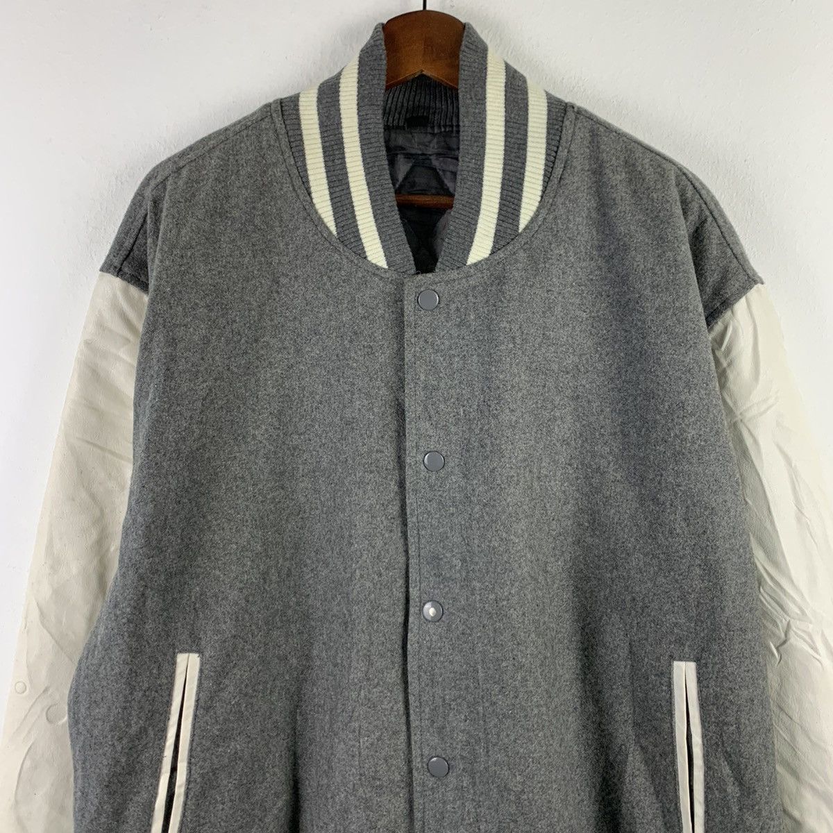 Japanese Brand 🔥NK118🔥Japanesebrand plain Pu Leather varsity jackets Size US XL / EU 56 / 4 - 2 Thumbnail