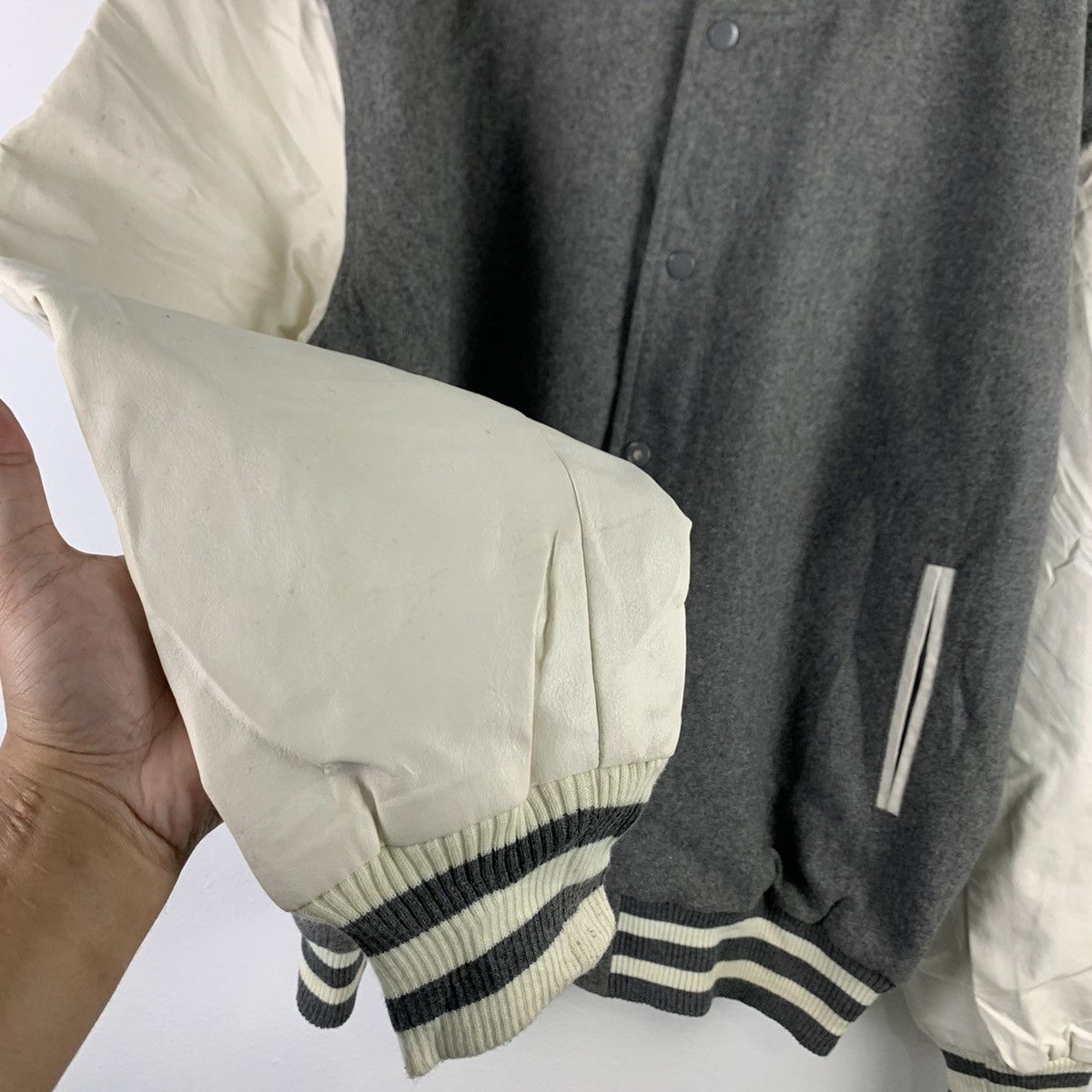 Japanese Brand 🔥NK118🔥Japanesebrand plain Pu Leather varsity jackets Size US XL / EU 56 / 4 - 5 Thumbnail
