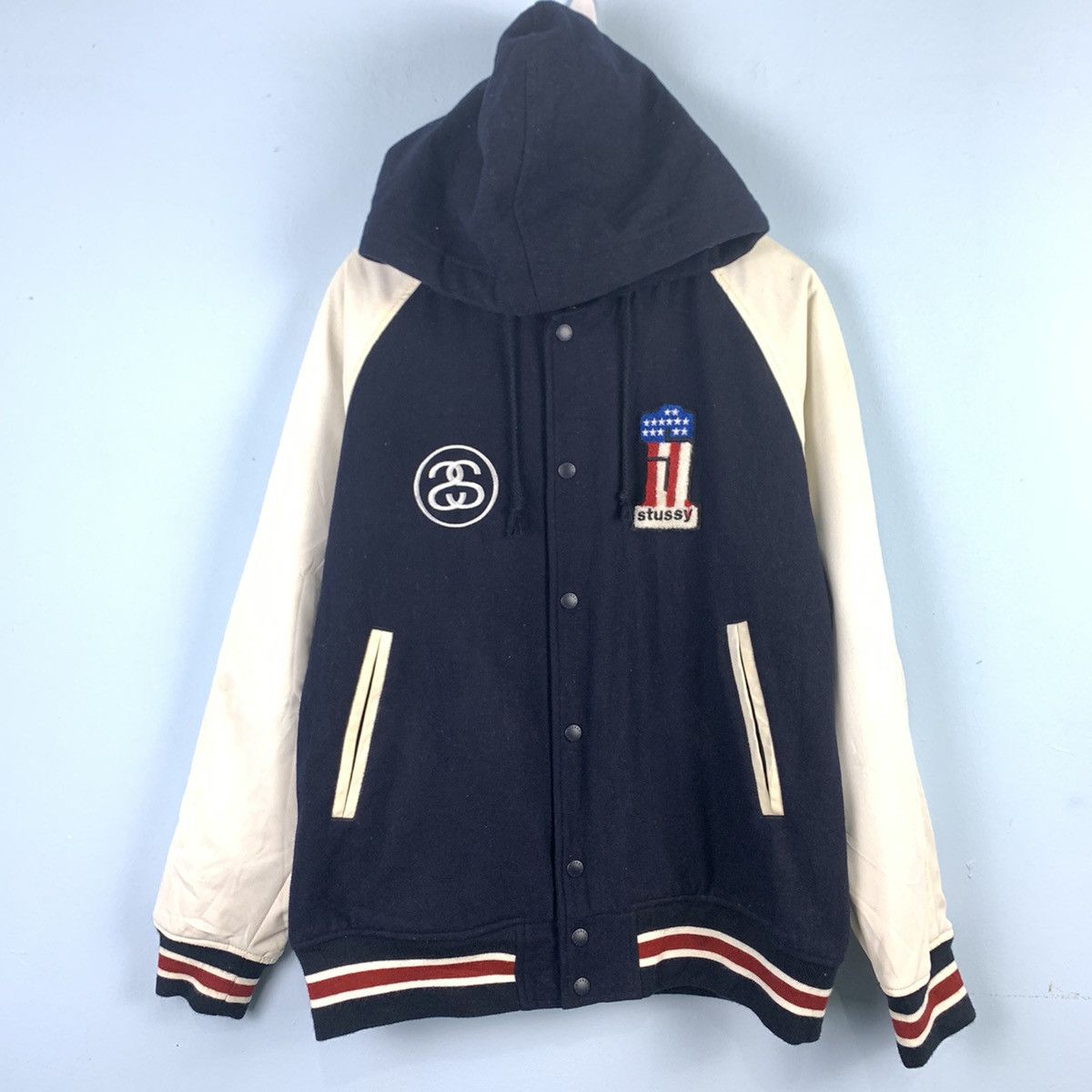 Stussy × Vintage 🔥NEED GONE🔥NS99 Vintage stussy varsity hoodie jacket Size US L / EU 52-54 / 3 - 3 Thumbnail