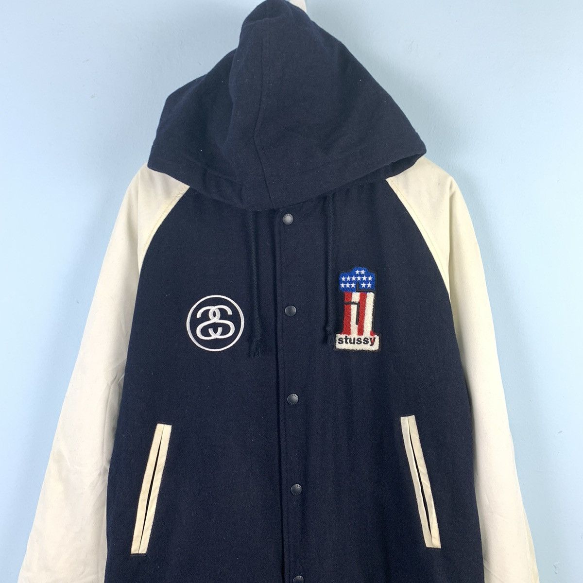 Stussy × Vintage 🔥NEED GONE🔥NS99 Vintage stussy varsity hoodie jacket Size US L / EU 52-54 / 3 - 4 Thumbnail