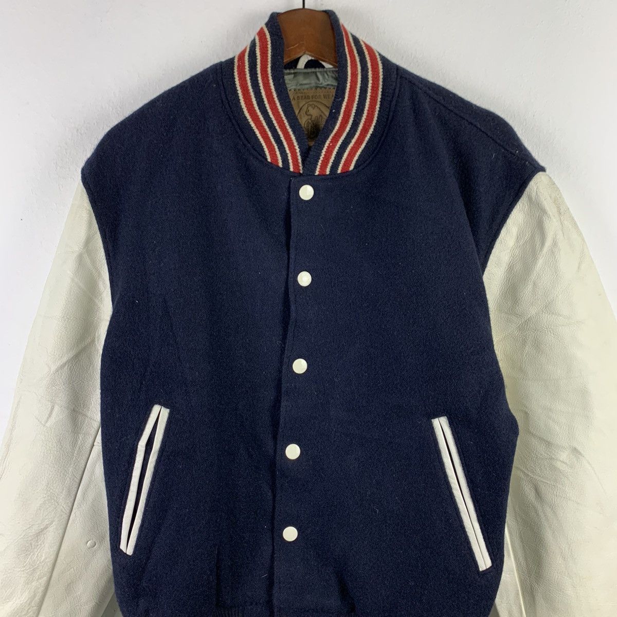 Golden Bear × Vintage 🔥NK117🔥Vintage Golden Bear Plain Leather varsity jackets Size US M / EU 48-50 / 2 - 2 Thumbnail