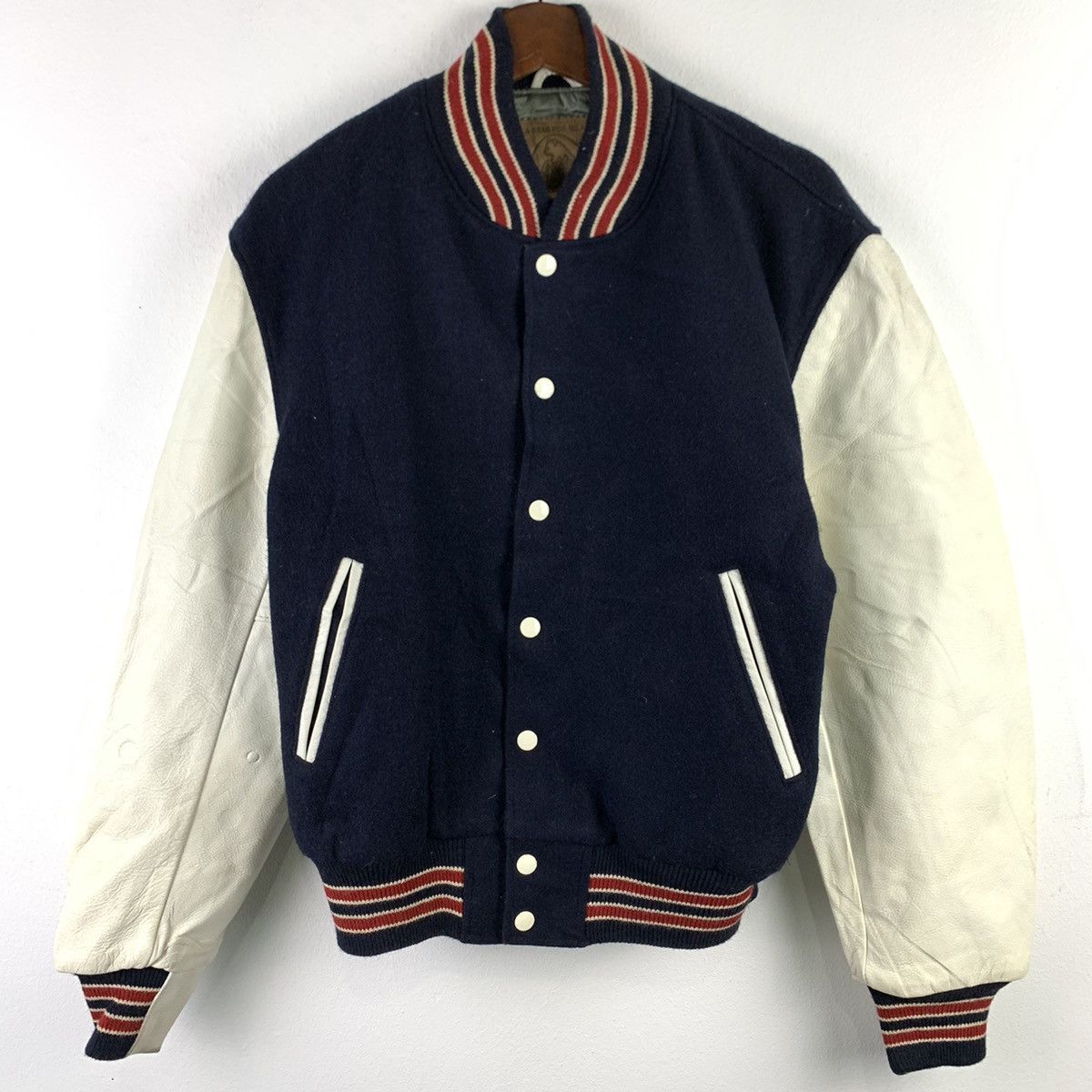 Golden Bear × Vintage 🔥NK117🔥Vintage Golden Bear Plain Leather varsity jackets Size US M / EU 48-50 / 2 - 1 Thumbnail