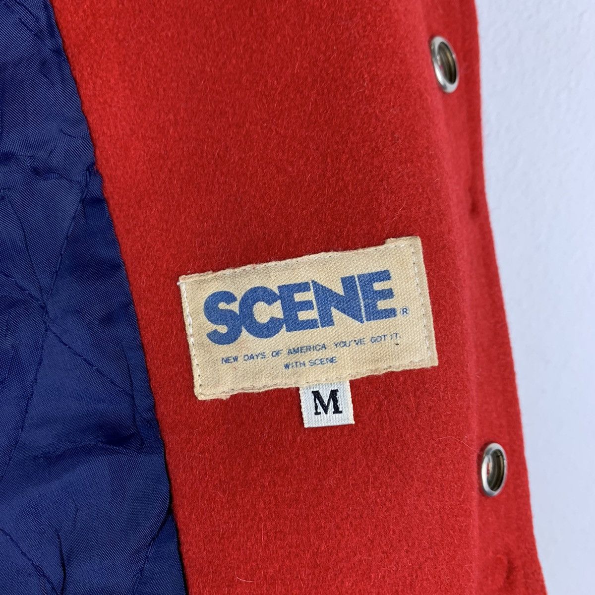 Vintage 🔥NK113🔥Vinatge SCENE Red Plain Wool varsity jackets Size US M / EU 48-50 / 2 - 7 Thumbnail