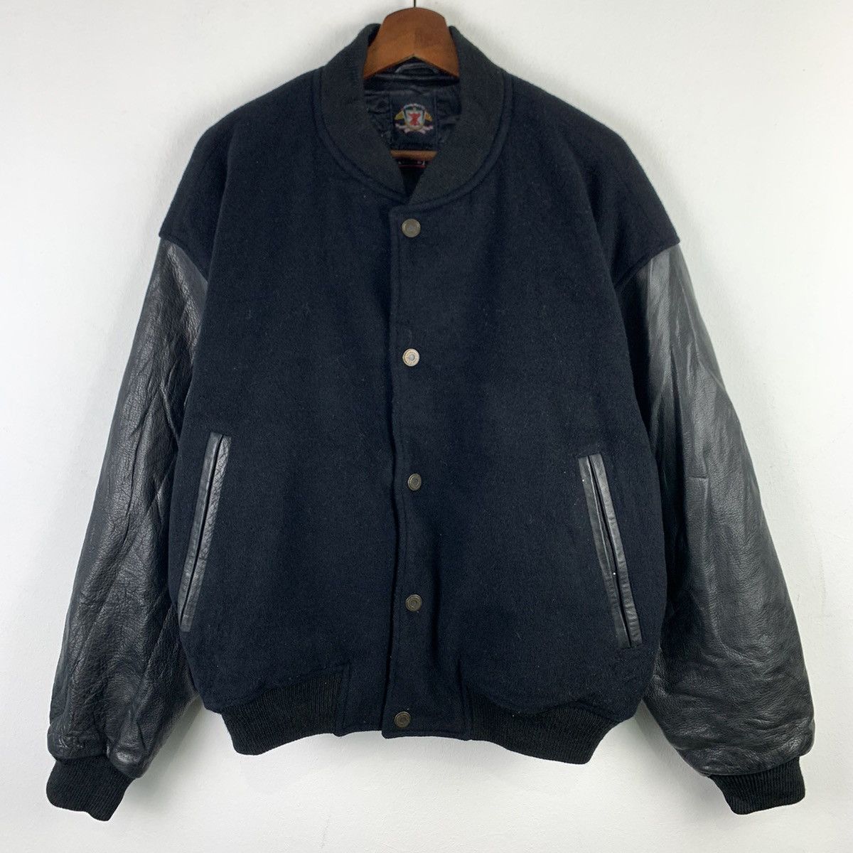 Japanese Brand × Vintage 🔥NK67🔥iXi:z GLOBAL Black Leather varsity jackets Size US L / EU 52-54 / 3 - 3 Thumbnail