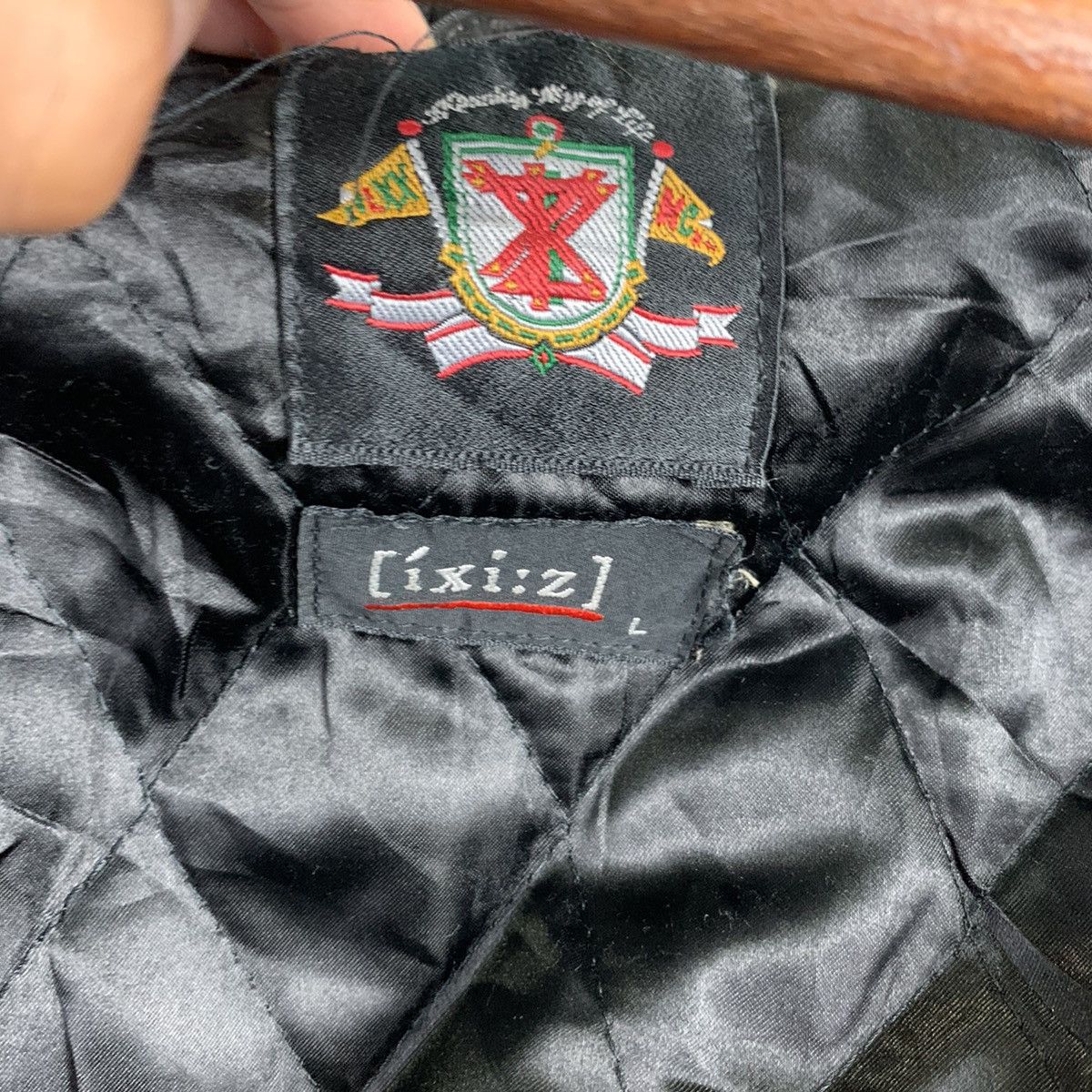 Japanese Brand × Vintage 🔥NK67🔥iXi:z GLOBAL Black Leather varsity jackets Size US L / EU 52-54 / 3 - 7 Thumbnail