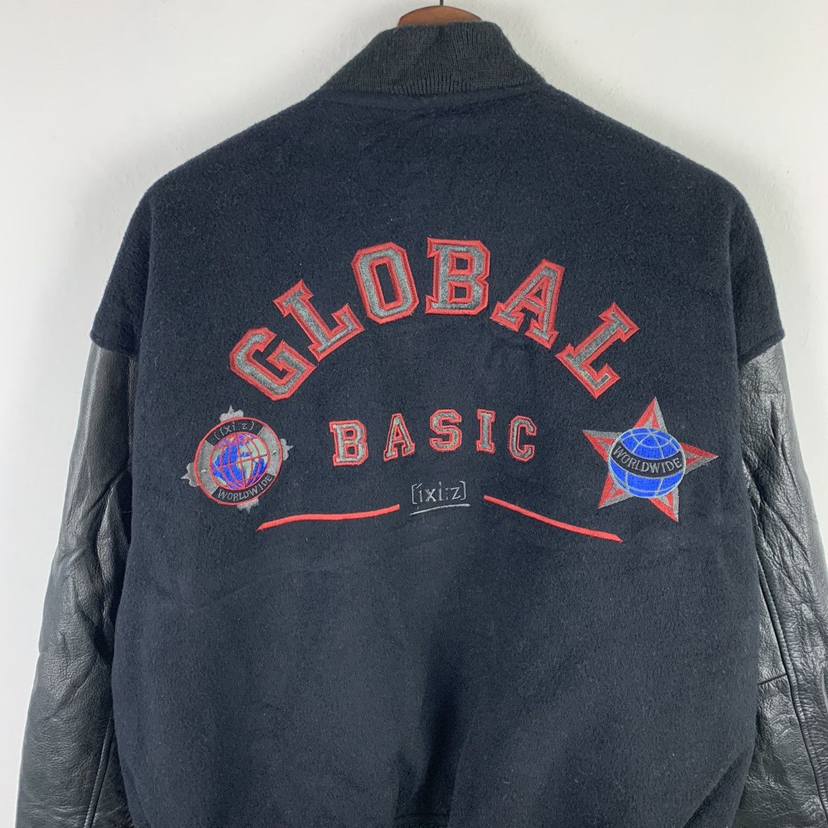 Japanese Brand × Vintage 🔥NK67🔥iXi:z GLOBAL Black Leather varsity jackets Size US L / EU 52-54 / 3 - 2 Thumbnail