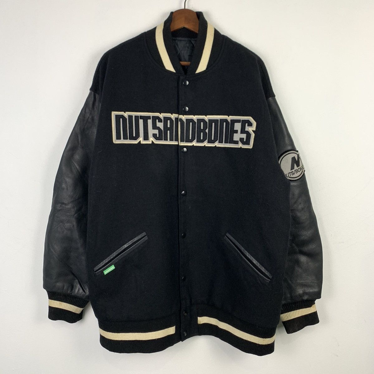 Japanese Brand × Vintage 🔥NEEDGONE🔥NK66🔥NUTS And BONES Leather varsity jackets Size US XL / EU 56 / 4 - 1 Thumbnail