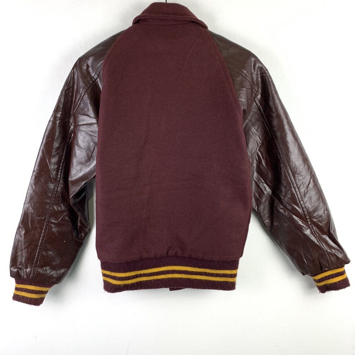 Japanese Brand × Vintage 🔥NK114🔥Vintage Fab-Knit Collared Leather varsity jackets Size US XS / EU 42 / 0 - 3 Thumbnail
