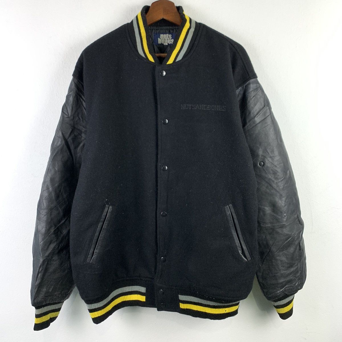 Japanese Brand × Other 🔥NK108🔥Nuts and Bones ILLAMATIL Black varsity jackets Size US XL / EU 56 / 4 - 2 Thumbnail