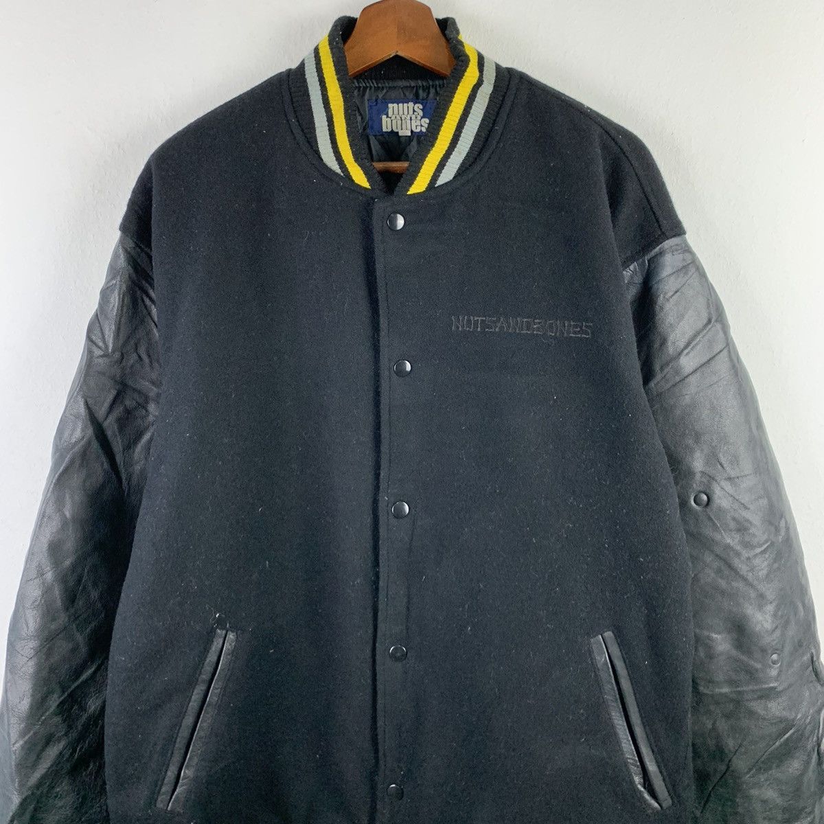Japanese Brand × Other 🔥NK108🔥Nuts and Bones ILLAMATIL Black varsity jackets Size US XL / EU 56 / 4 - 3 Thumbnail