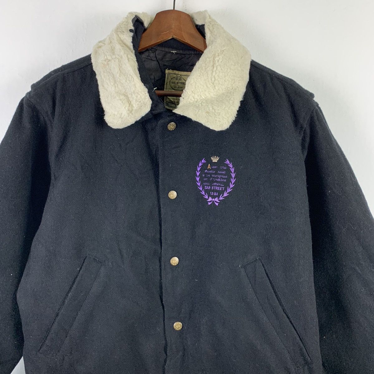 Japanese Brand × Vintage 🔥NK80🔥vintage SAB STREET outwear wool varsity jackets black Size US M / EU 48-50 / 2 - 4 Thumbnail