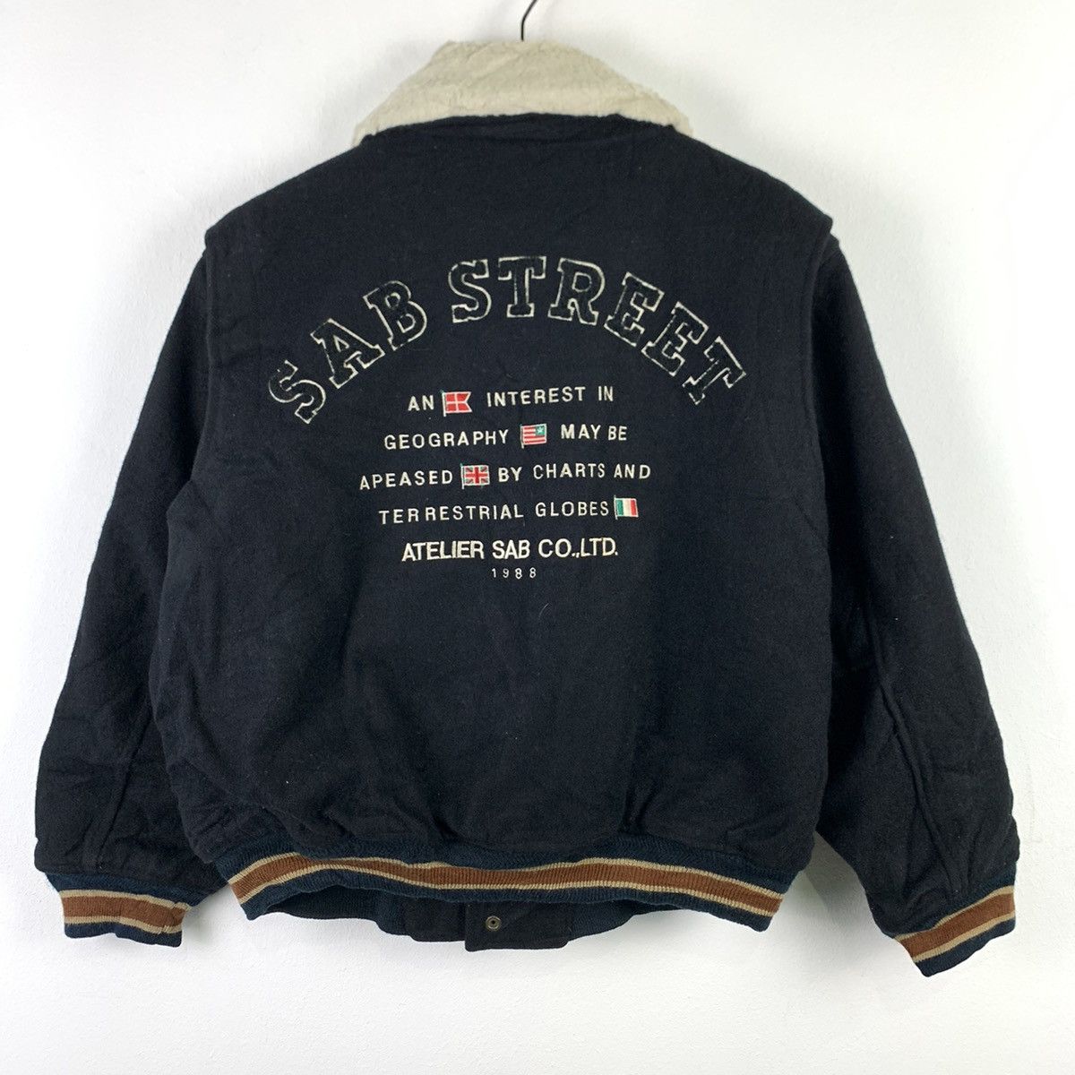Japanese Brand × Vintage 🔥NK80🔥vintage SAB STREET outwear wool varsity jackets black Size US M / EU 48-50 / 2 - 1 Thumbnail