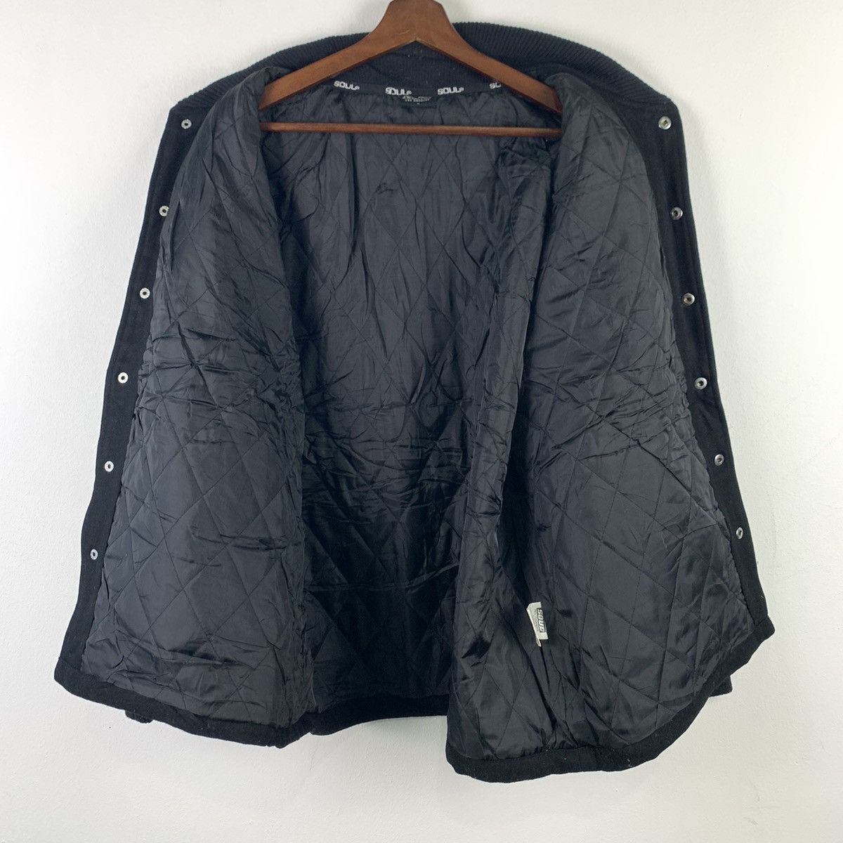 Japanese Brand 🔥NK91🔥Vintage Soul U.S.A Black Leather varsity jackets Size US L / EU 52-54 / 3 - 4 Thumbnail