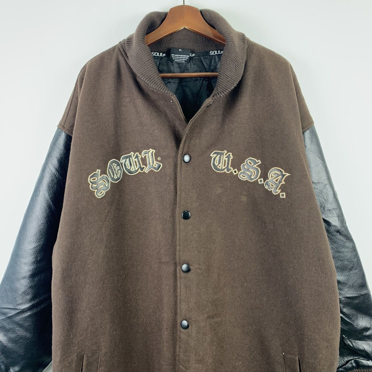 Japanese Brand 🔥NEED GONE🔥NK12🔥Soul Leather varsity jacket Size US XXL / EU 58 / 5 - 2 Thumbnail