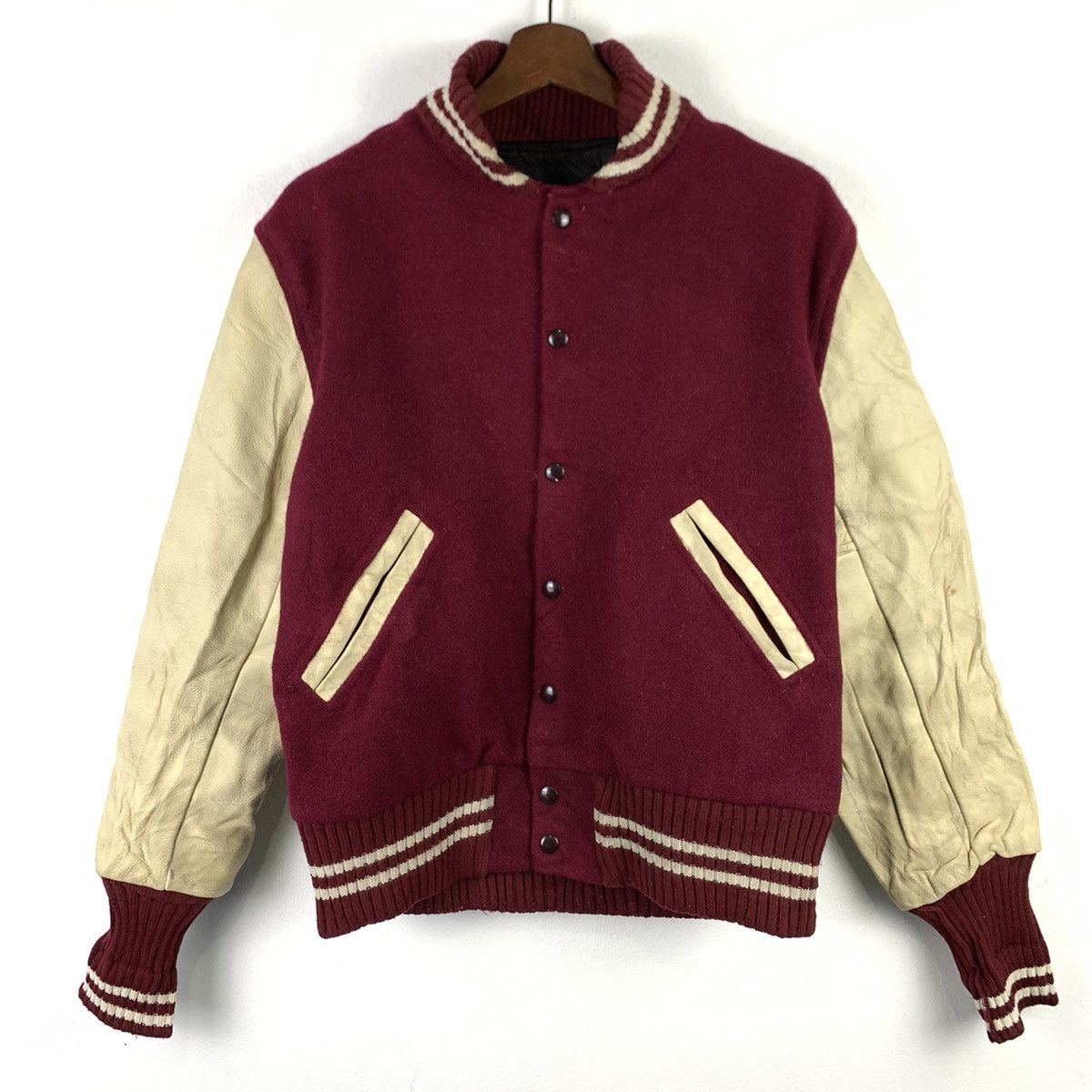 Vintage 🔥NK103🔥Vintage ALBION Dark Red Plain Varsity jackets Size US S / EU 44-46 / 1 - 1 Thumbnail