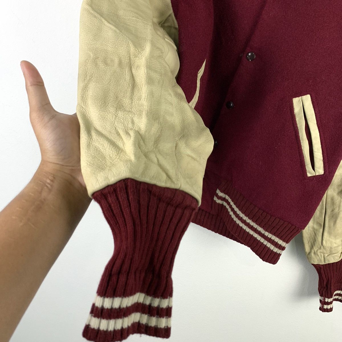 Vintage 🔥NK103🔥Vintage ALBION Dark Red Plain Varsity jackets Size US S / EU 44-46 / 1 - 5 Thumbnail