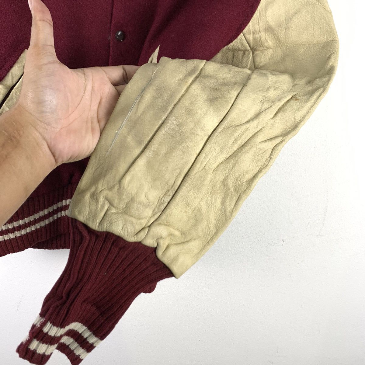 Vintage 🔥NK103🔥Vintage ALBION Dark Red Plain Varsity jackets Size US S / EU 44-46 / 1 - 6 Thumbnail