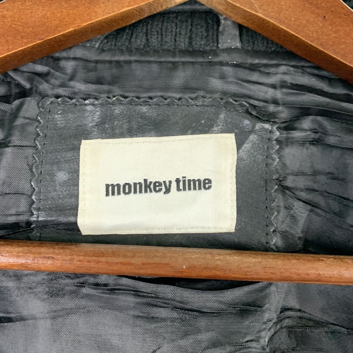 Japanese Brand × monkey time 🔥NK77🔥Monkey time Black plain Leather varsity jackets Size US S / EU 44-46 / 1 - 6 Thumbnail