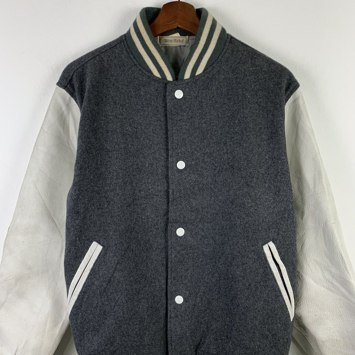 Japanese Brand × WEST RIDE 🔥NK78🔥West Rider plain leather varsity jackets Size US M / EU 48-50 / 2 - 2 Thumbnail