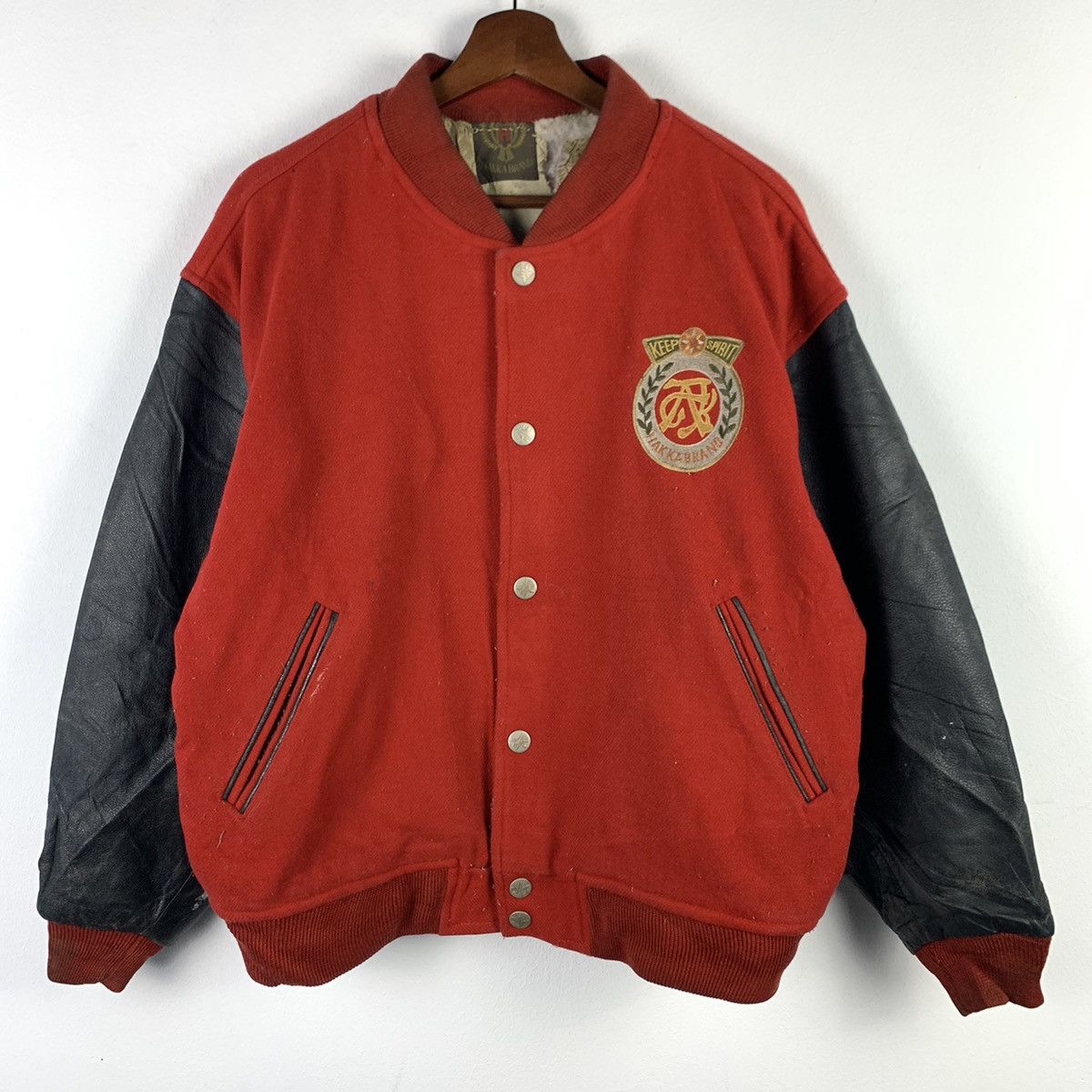 Japanese Brand × Vintage 🔥NK43🔥HAKKA BRAND keep spirit Leather varsity jackets Size US L / EU 52-54 / 3 - 3 Thumbnail