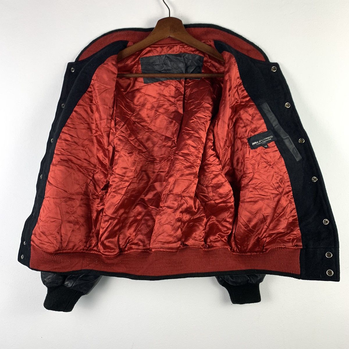Mr. Junko × Vintage 🔥NK51🔥Mr.JUNKO Black Leather varsity jackets Size US S / EU 44-46 / 1 - 3 Thumbnail