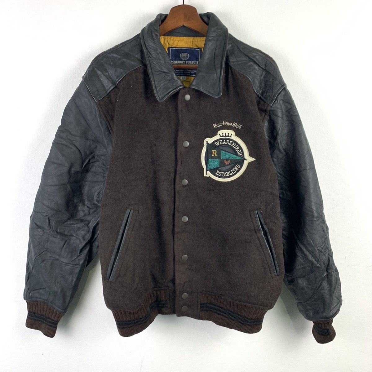 Japanese Brand × Vintage 🔥NK37🔥VTG MACHOPE PURSUIT Leather varsity jackets Size US L / EU 52-54 / 3 - 2 Thumbnail