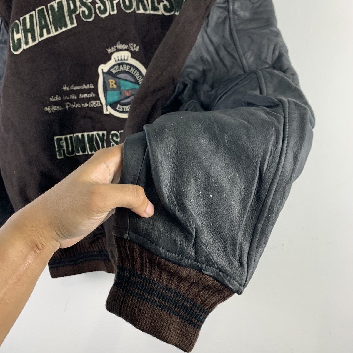 Japanese Brand × Vintage 🔥NK37🔥VTG MACHOPE PURSUIT Leather varsity jackets Size US L / EU 52-54 / 3 - 5 Thumbnail