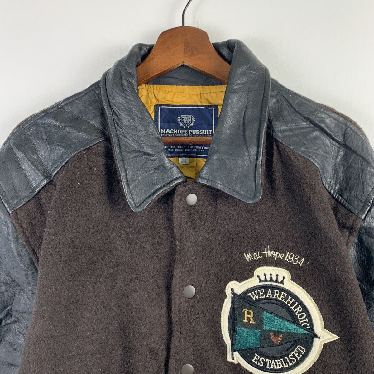 Japanese Brand × Vintage 🔥NK37🔥VTG MACHOPE PURSUIT Leather varsity jackets Size US L / EU 52-54 / 3 - 4 Thumbnail