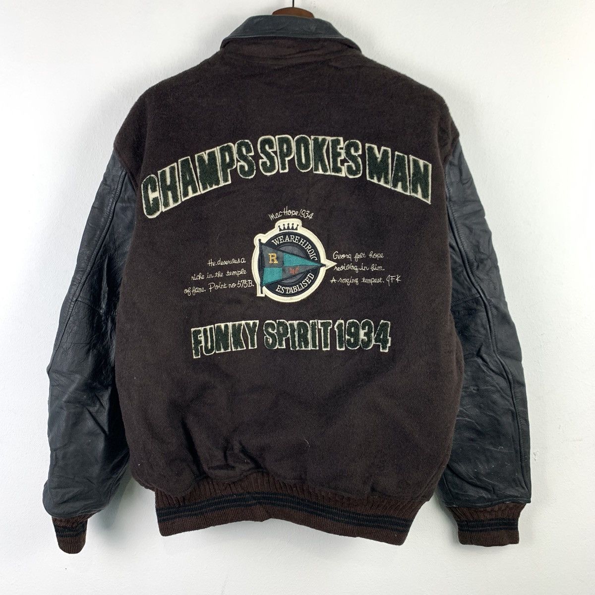🔥NK37🔥VTG MACHOPE PURSUIT Leather varsity jackets