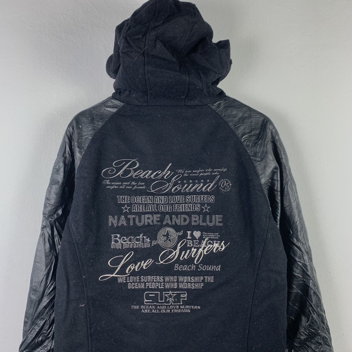 Japanese Brand × Vintage 🔥NK25🔥BEACH SOUND Hoodie Leather varsity jackets Size US M / EU 48-50 / 2 - 2 Thumbnail