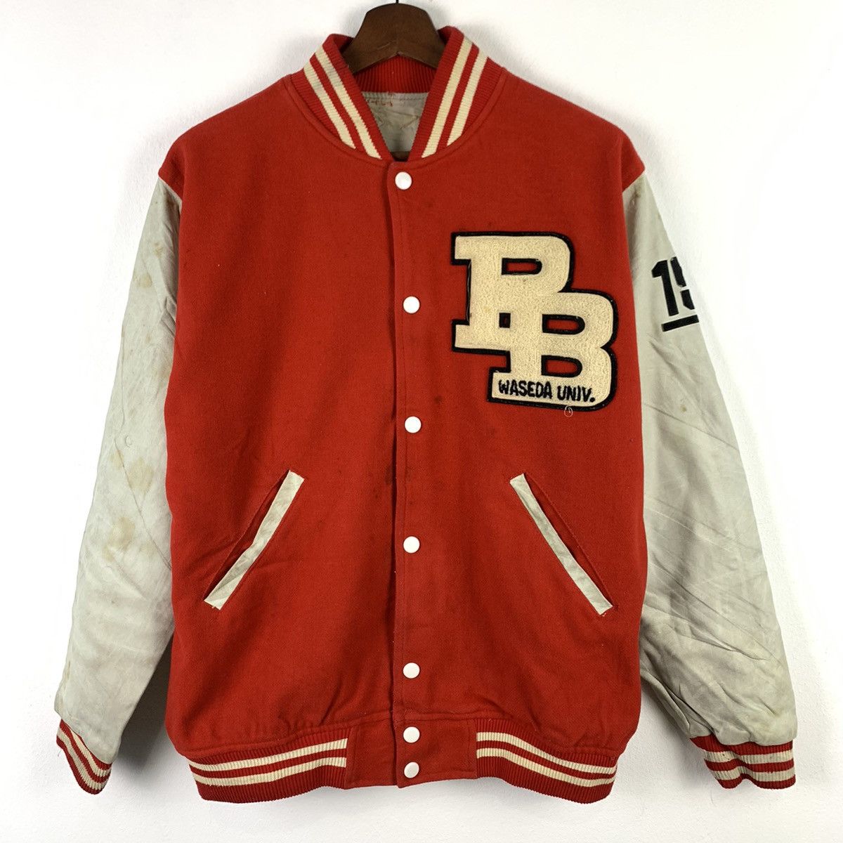 Japanese Brand × Vintage 🔥NK31🔥WASEDA UNIV Pu Leather varsity jackets Size US M / EU 48-50 / 2 - 1 Thumbnail