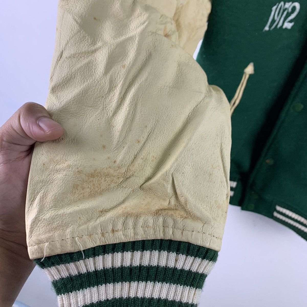Japanese Brand × Vintage 🔥NS381🔥vintage OFF SHORE Green varsity jackets Size US M / EU 48-50 / 2 - 6 Thumbnail