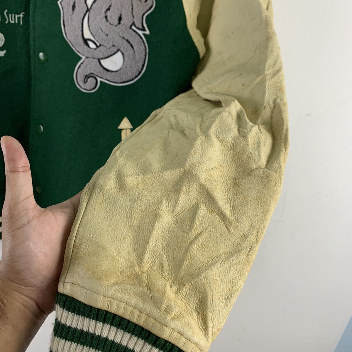 Japanese Brand × Vintage 🔥NS381🔥vintage OFF SHORE Green varsity jackets Size US M / EU 48-50 / 2 - 8 Thumbnail