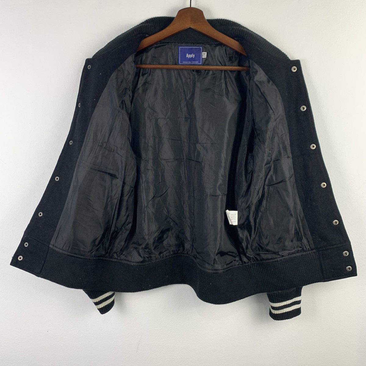 Japanese Brand 🔥NK40🔥Apply wool PU Leather Black varsity jackets Size US S / EU 44-46 / 1 - 3 Thumbnail