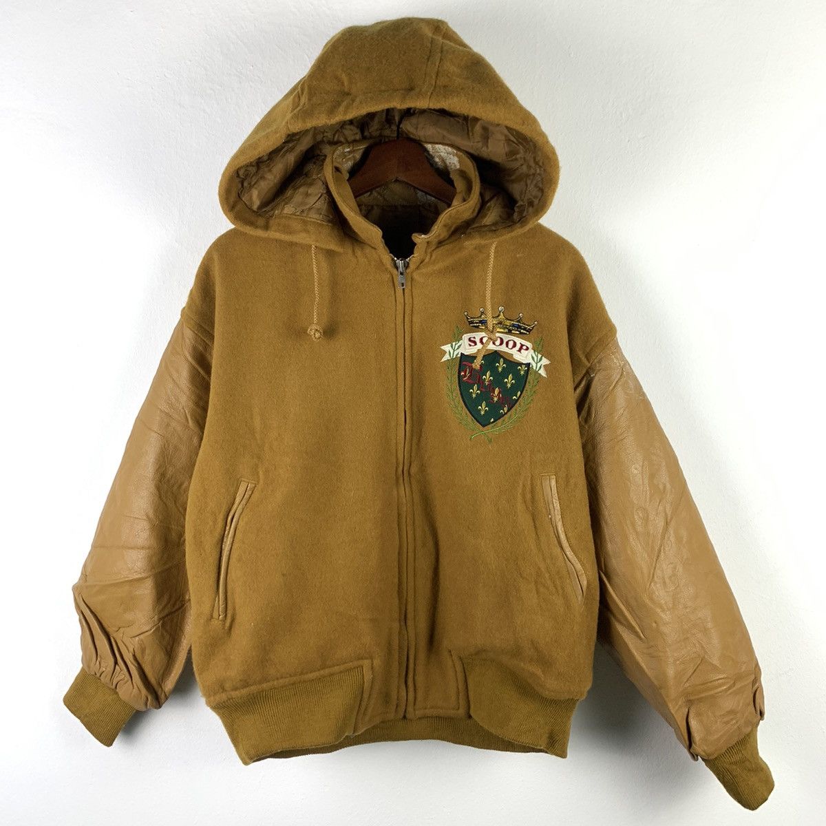 Japanese Brand × Vintage 🔥NK26🔥Vintage Scoop Boys Leather varsity jackets hoodie Size US M / EU 48-50 / 2 - 2 Thumbnail