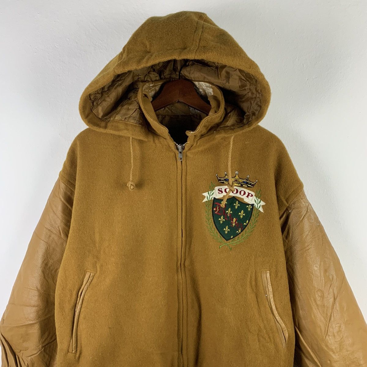Japanese Brand × Vintage 🔥NK26🔥Vintage Scoop Boys Leather varsity jackets hoodie Size US M / EU 48-50 / 2 - 3 Thumbnail