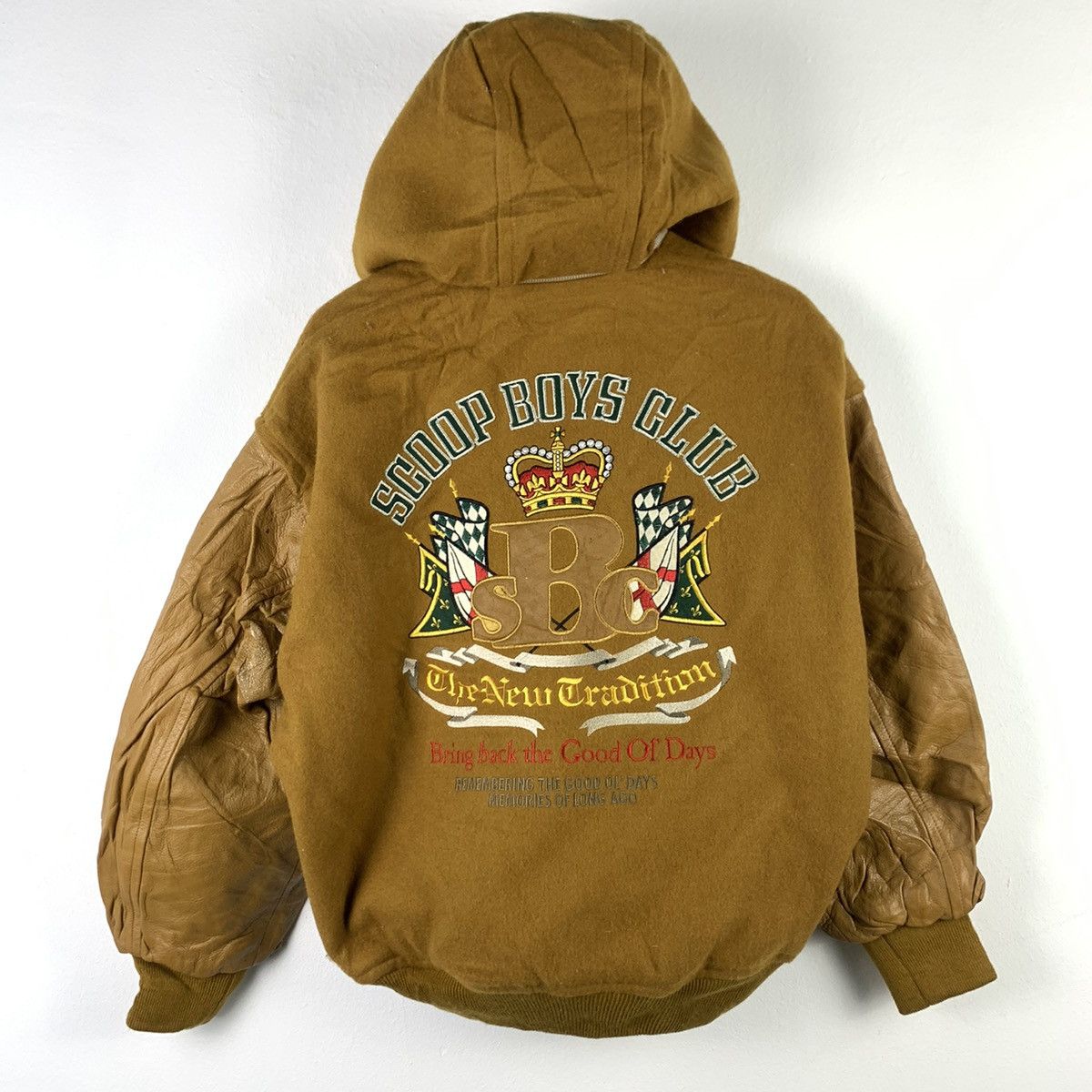Japanese Brand × Vintage 🔥NK26🔥Vintage Scoop Boys Leather varsity jackets hoodie Size US M / EU 48-50 / 2 - 1 Thumbnail