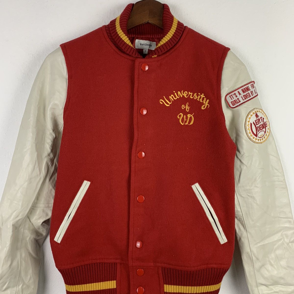 Japanese Brand 🔥NK76🔥Vert Dense outwear PU Leather varsity jackets Size US XS / EU 42 / 0 - 2 Thumbnail