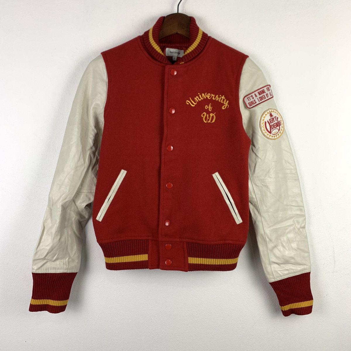 Japanese Brand 🔥NK76🔥Vert Dense outwear PU Leather varsity jackets Size US XS / EU 42 / 0 - 1 Thumbnail