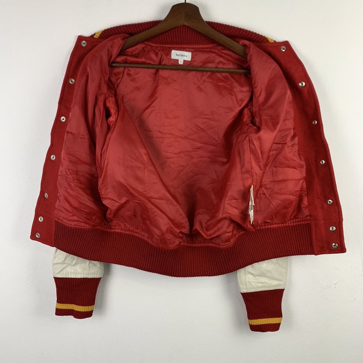 Japanese Brand 🔥NK76🔥Vert Dense outwear PU Leather varsity jackets Size US XS / EU 42 / 0 - 4 Thumbnail