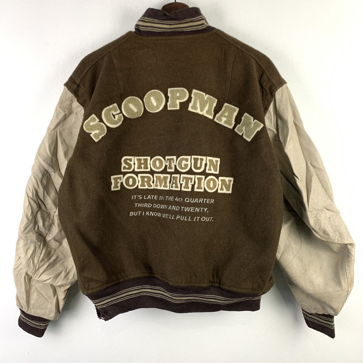 Japanese Brand × Vintage 🔥NK137🔥Vintage Scoop Man Shot Gun Leather varsity jackets Size US M / EU 48-50 / 2 - 1 Thumbnail